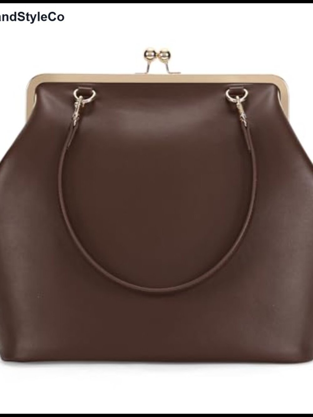 PU Kiss Lock Tote Bag Medium Top Handle Shoulder Handbag Clutch Purse